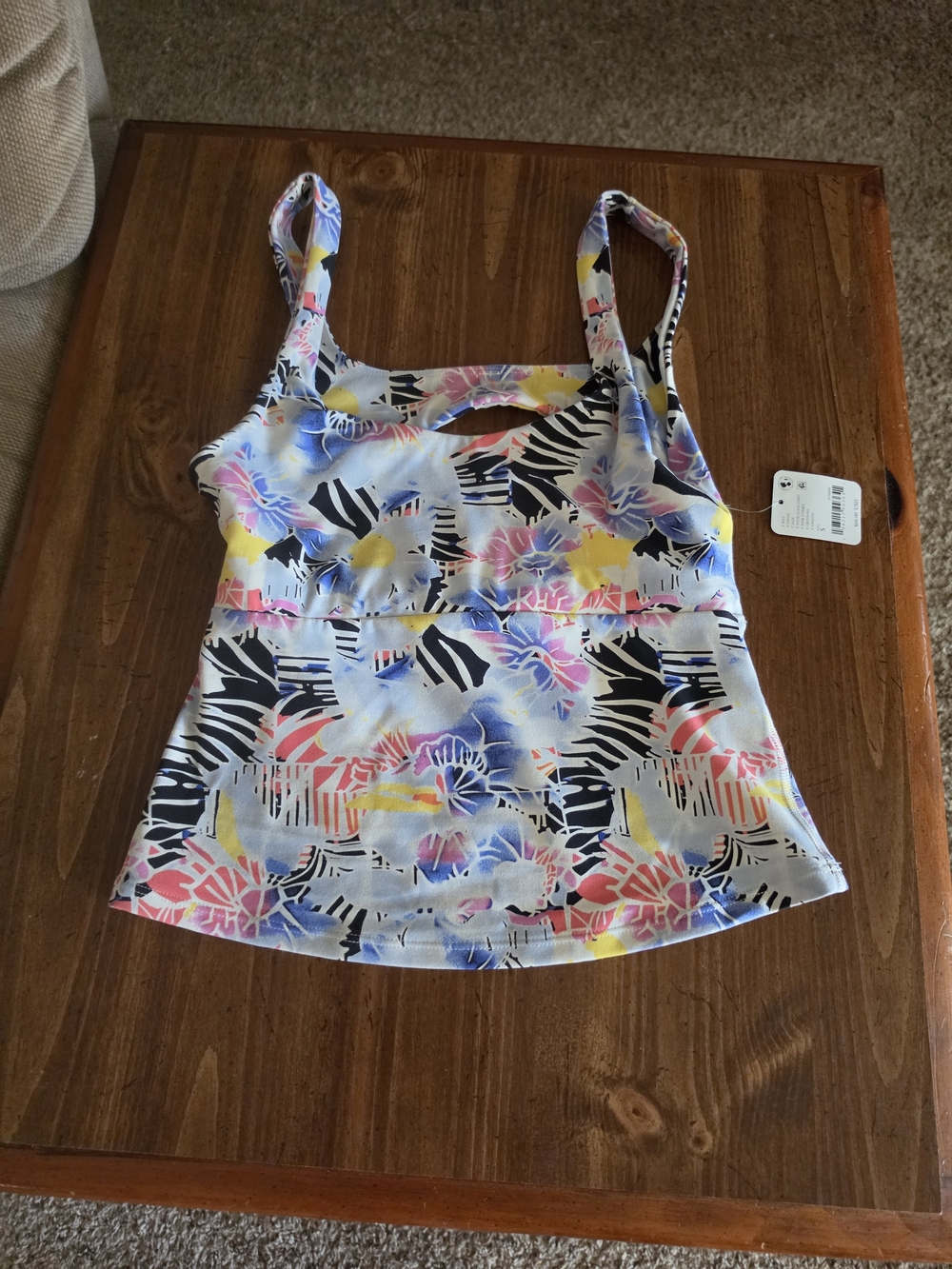 Free People Multicolor Floral & Zebra Print Strappy Tank